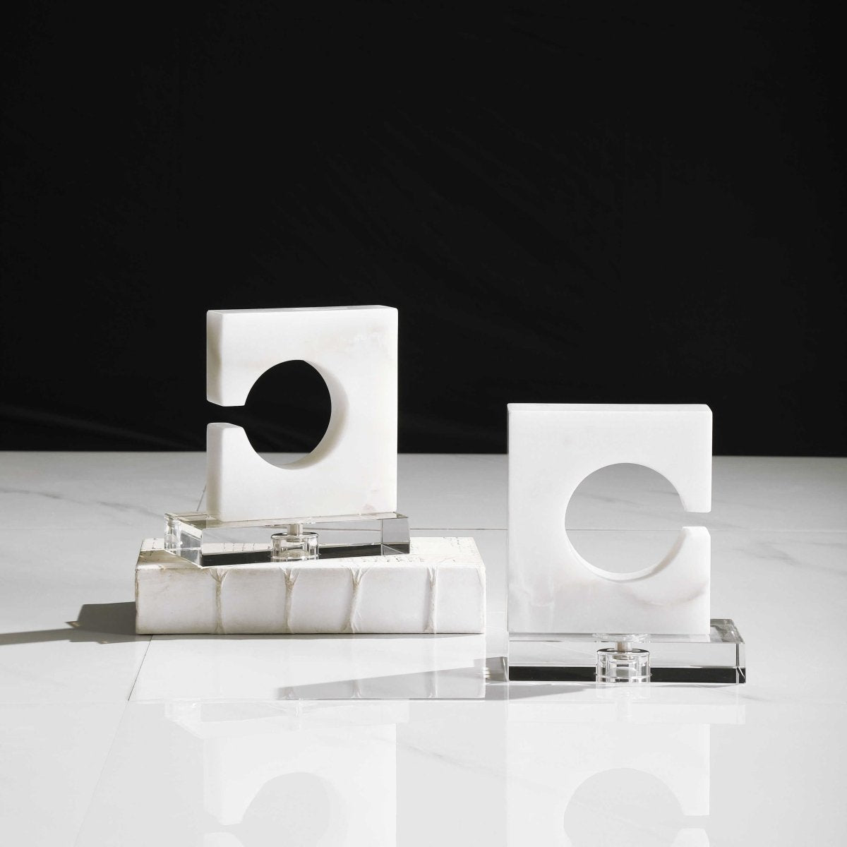 Clarin White & Gray Bookends (S/2) - Uttermost - Bookends by Modest Hut