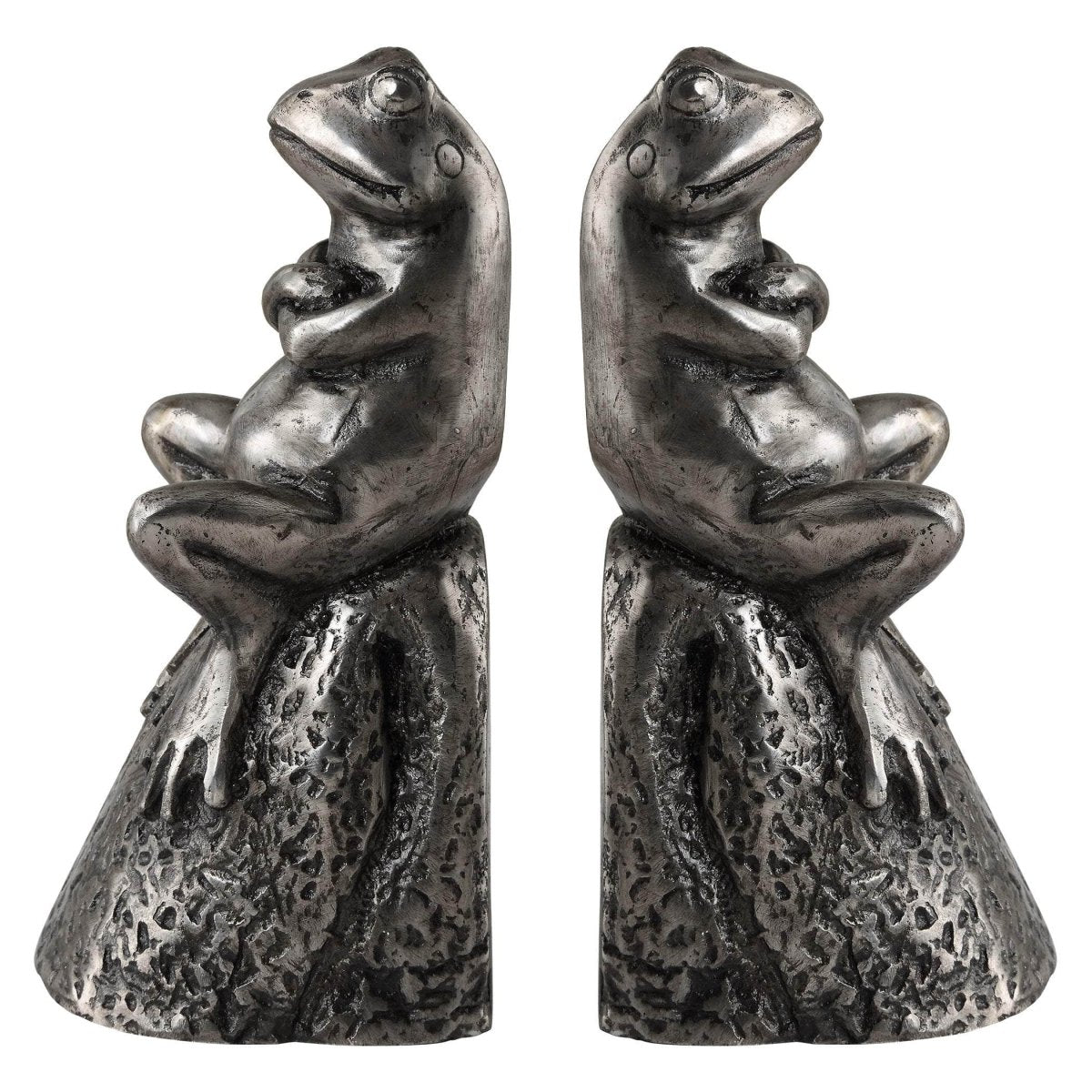 Daydreaming Frogs Aged Silver Bookends, S/2 - Uttermost - Bookends by Modest Hut