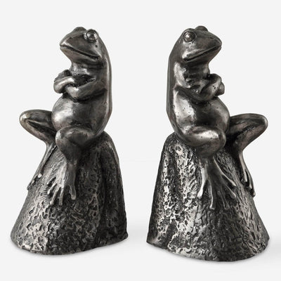 Daydreaming Frogs Aged Silver Bookends, S/2 - Uttermost - Bookends by Modest Hut