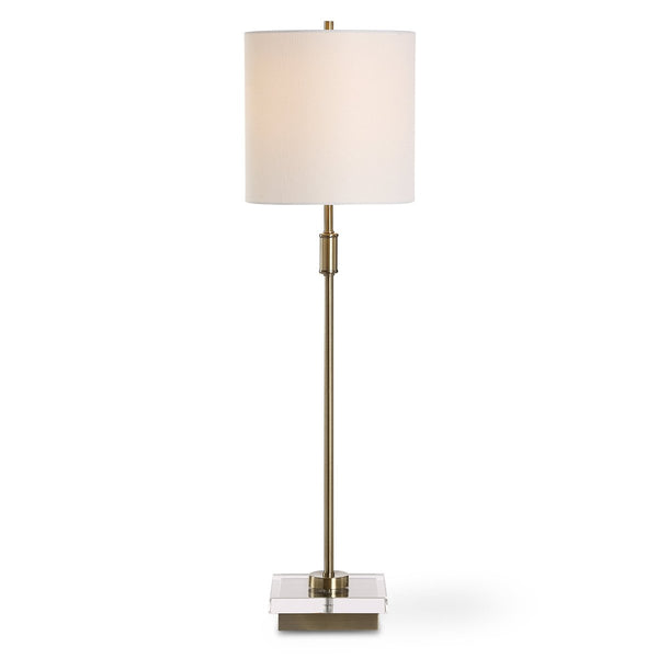 Antique Brass Metal Buffet Lamp with Crystal Base - Uttermost - Buffet Lamps by Modest Hut