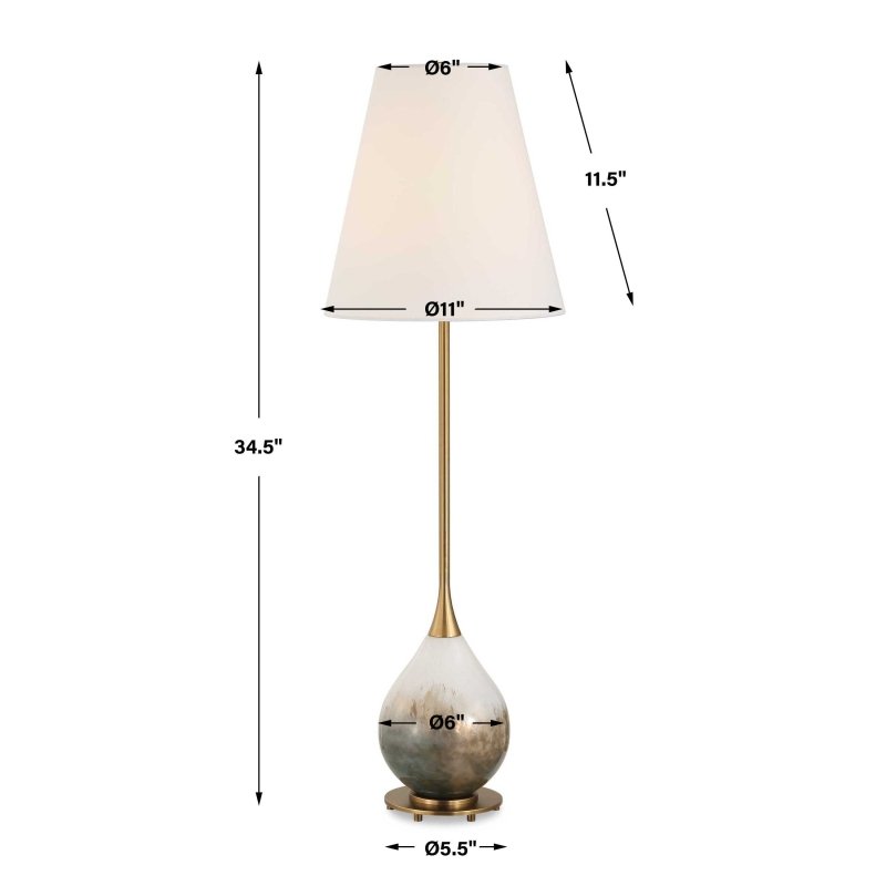 Cardoni Smoke Buffet Lamp by Uttermost dimensions diagram