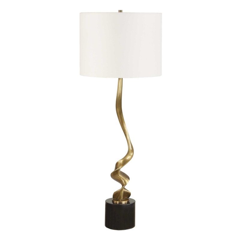 Spiraling Cordless Brass Buffet Lamp - Table Lamps