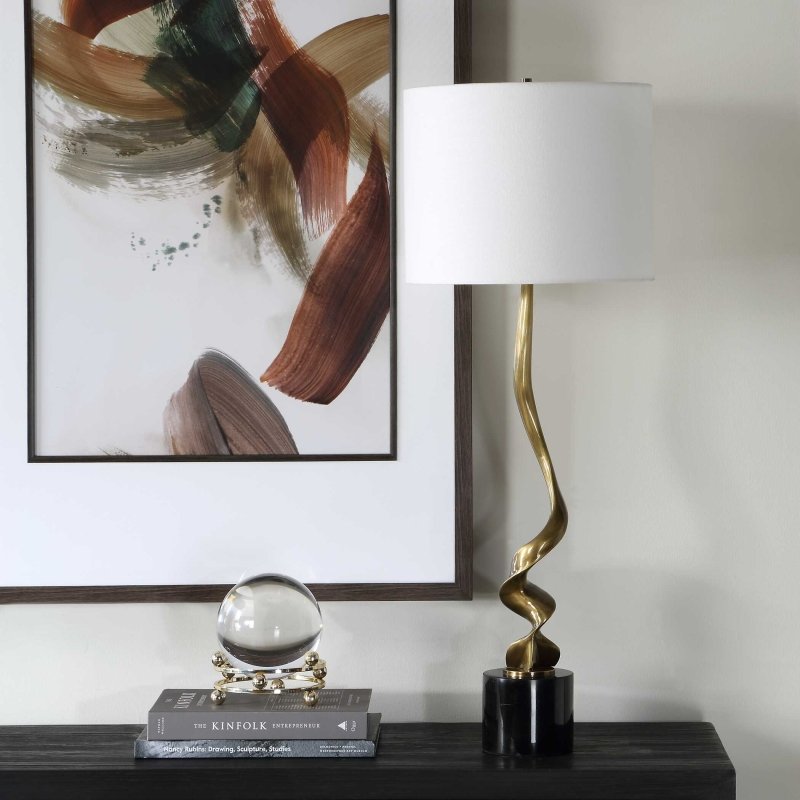 Spiraling Cordless Brass Buffet Lamp - Table Lamps