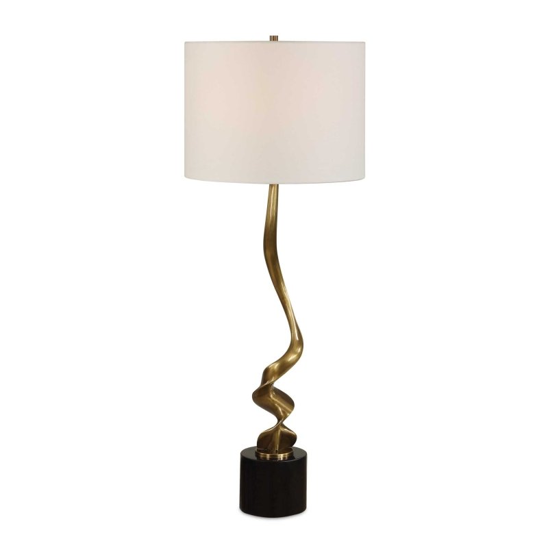 Spiraling Cordless Brass Buffet Lamp - Table Lamps