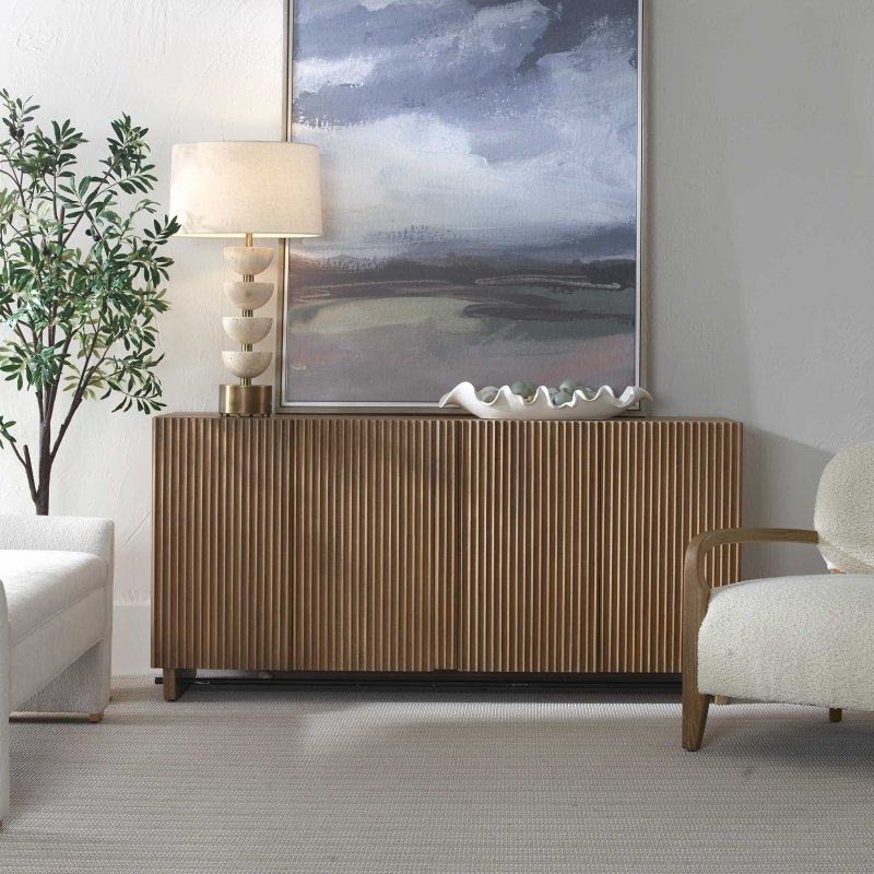 Kellem Natural Wood 4 Door Cabinet | Modest Hut