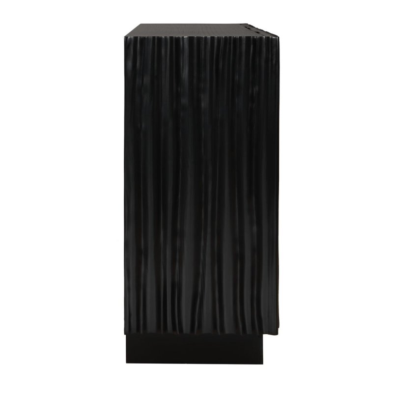 Detail view of the Mercado Black Paulownia 3 Door Cabinet finish and construction image 7