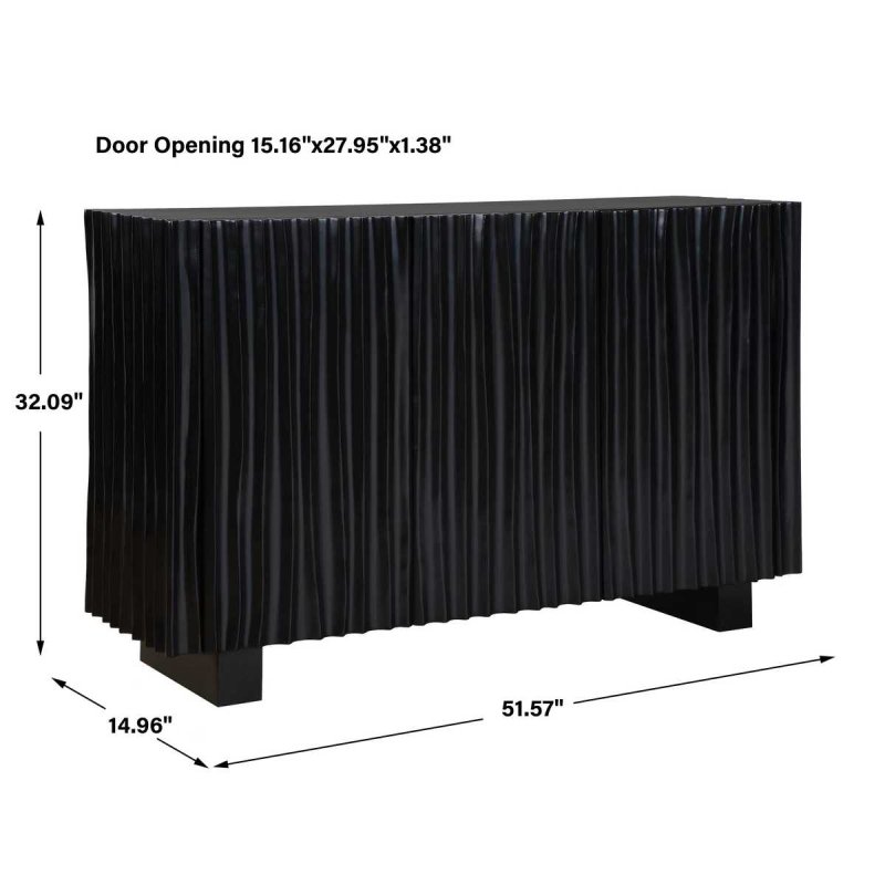 Dimension guide for the Mercado Black Paulownia 3 Door Cabinet