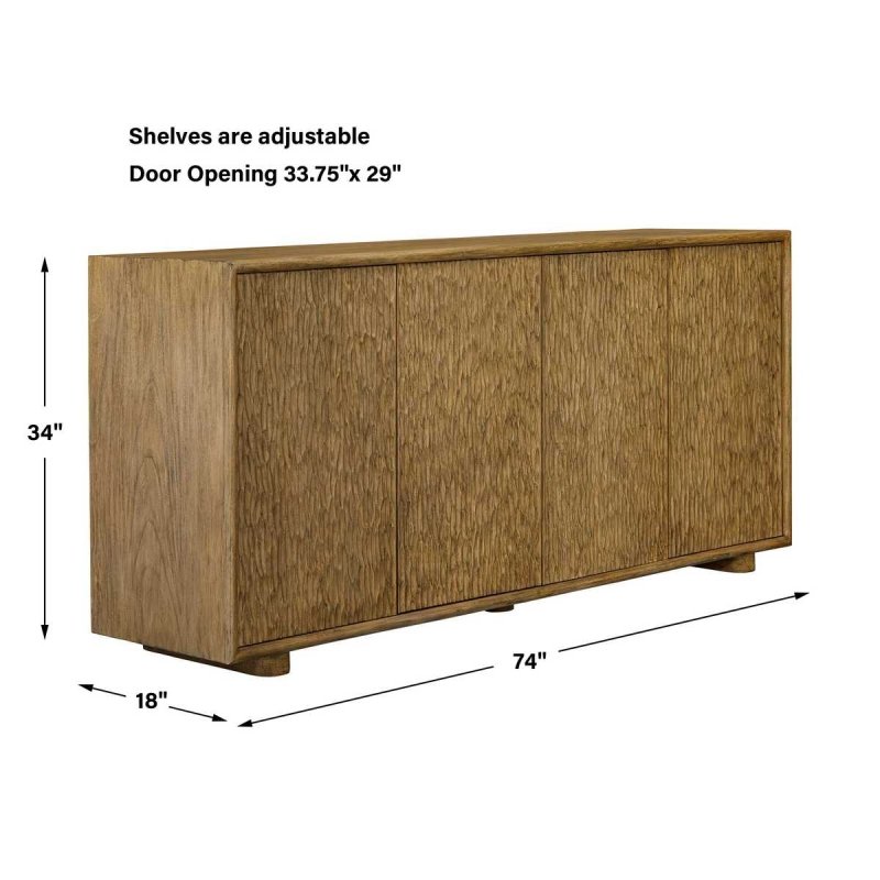 Dimension guide for the Stevenson 4 Door Natural Cabinet
