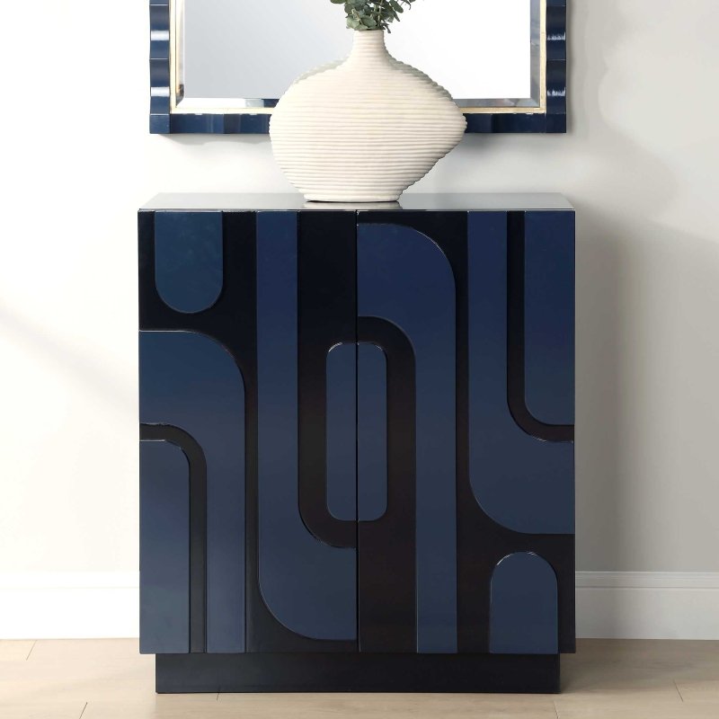 Valeria 2 Door Glossy Blue Cabinet - FURN 4666 24473 B image 1