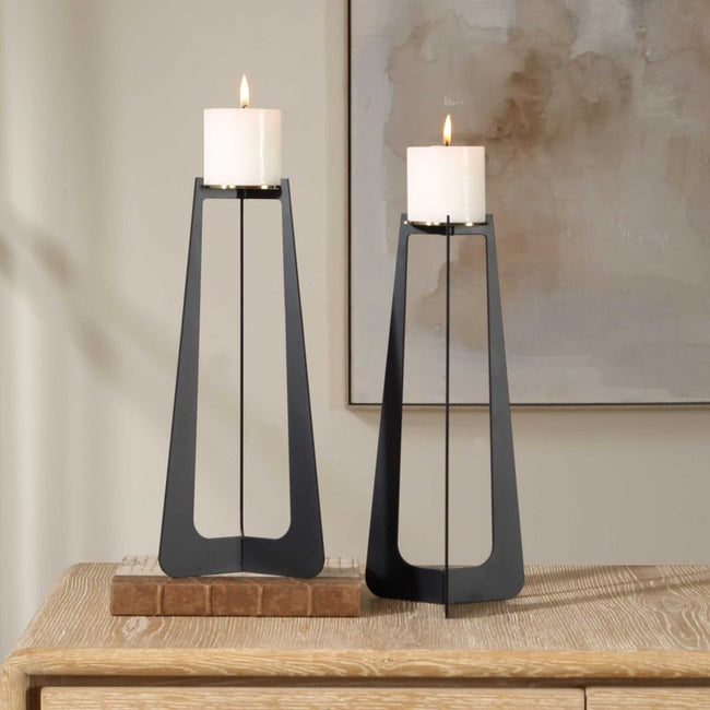 Columnar Black Candleholders Set/2 - Candle Holders