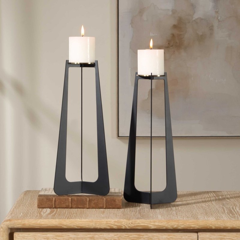 Columnar Black Candleholders Set/2 - Candle Holders