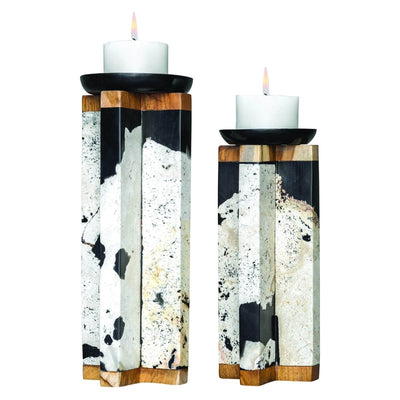 Coral Stone Illini Candleholders - Uttermost - Candle Holders by Modest Hut