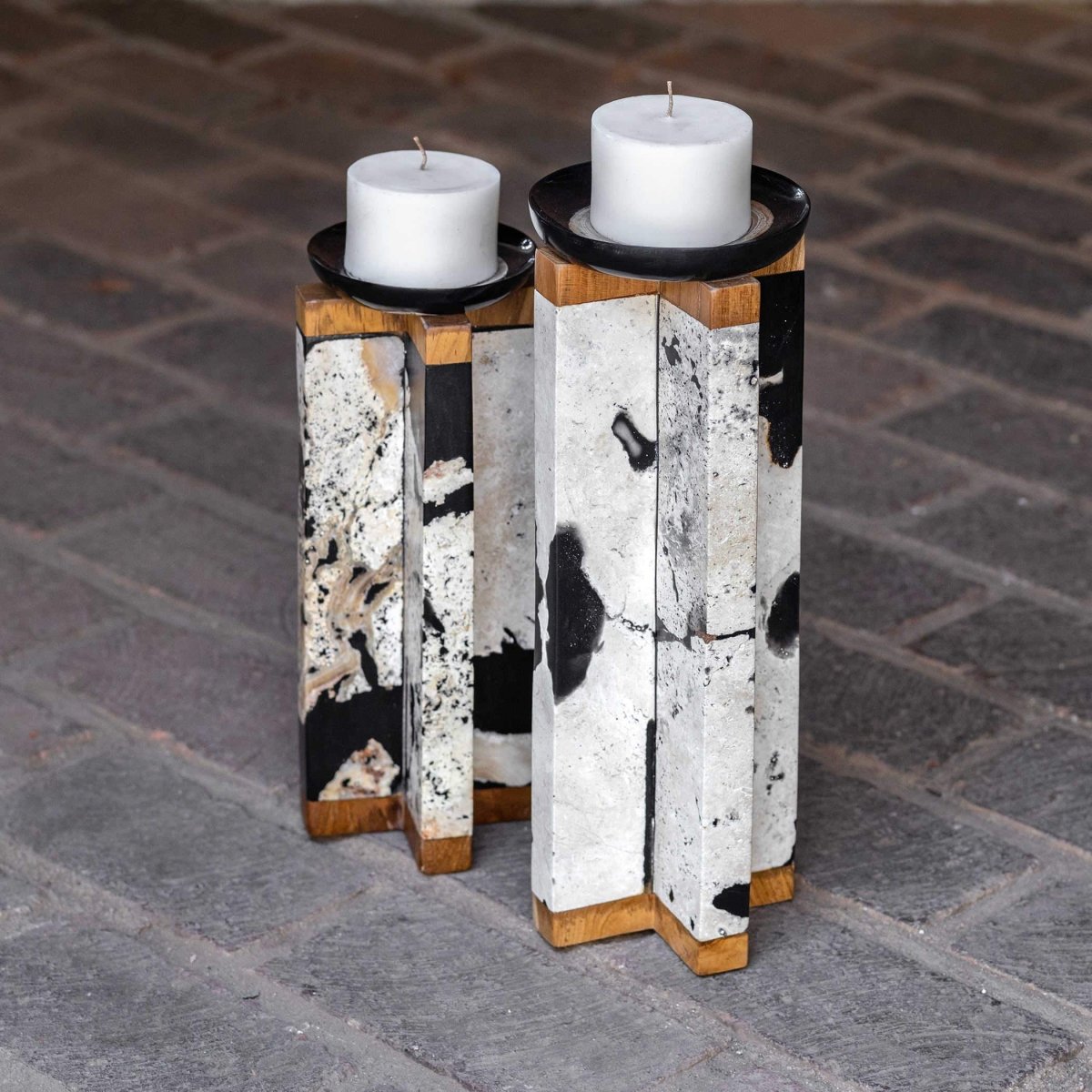 Coral Stone Illini Candleholders - Uttermost - Candle Holders by Modest Hut