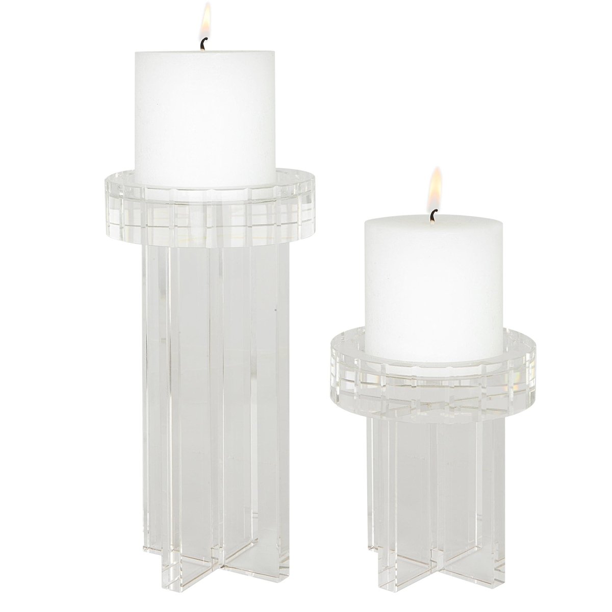 Crystal Pillar Candleholders, Set/2 - Uttermost - Candle Holders by Modest Hut