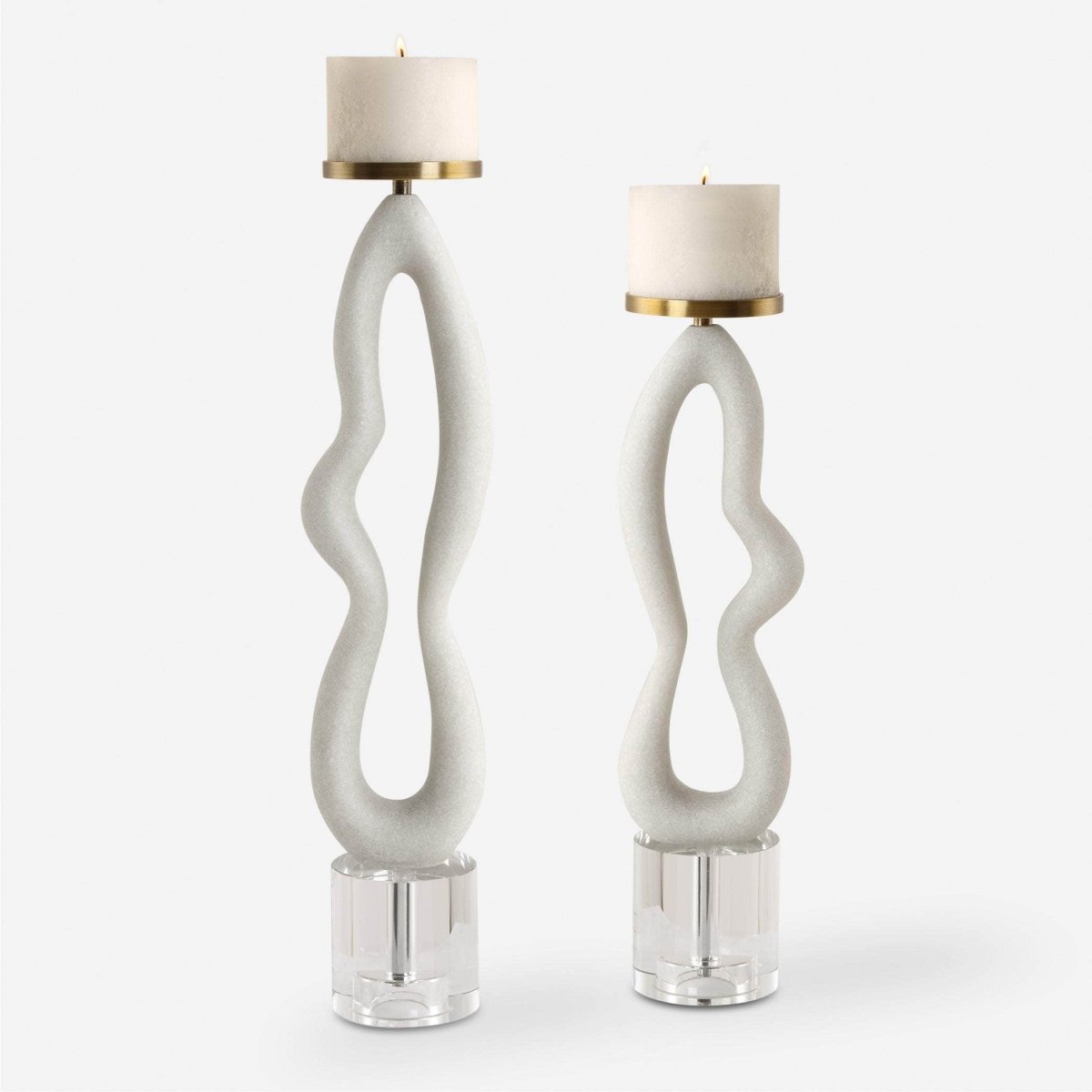 Feamelo Ivory Stone Candleholders, S/2 - Uttermost - Candle Holders by Modest Hut