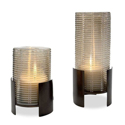 Fluted Fire Cylinder Candleholders Set/2 - Candle Holders