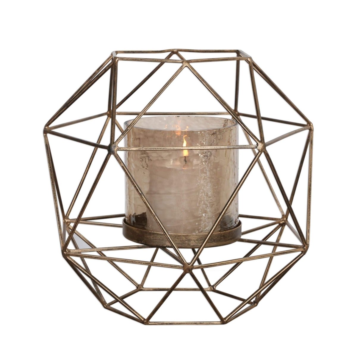 Gold Geometric Mya Candleholder - Uttermost - Candle Holders by Modest Hut