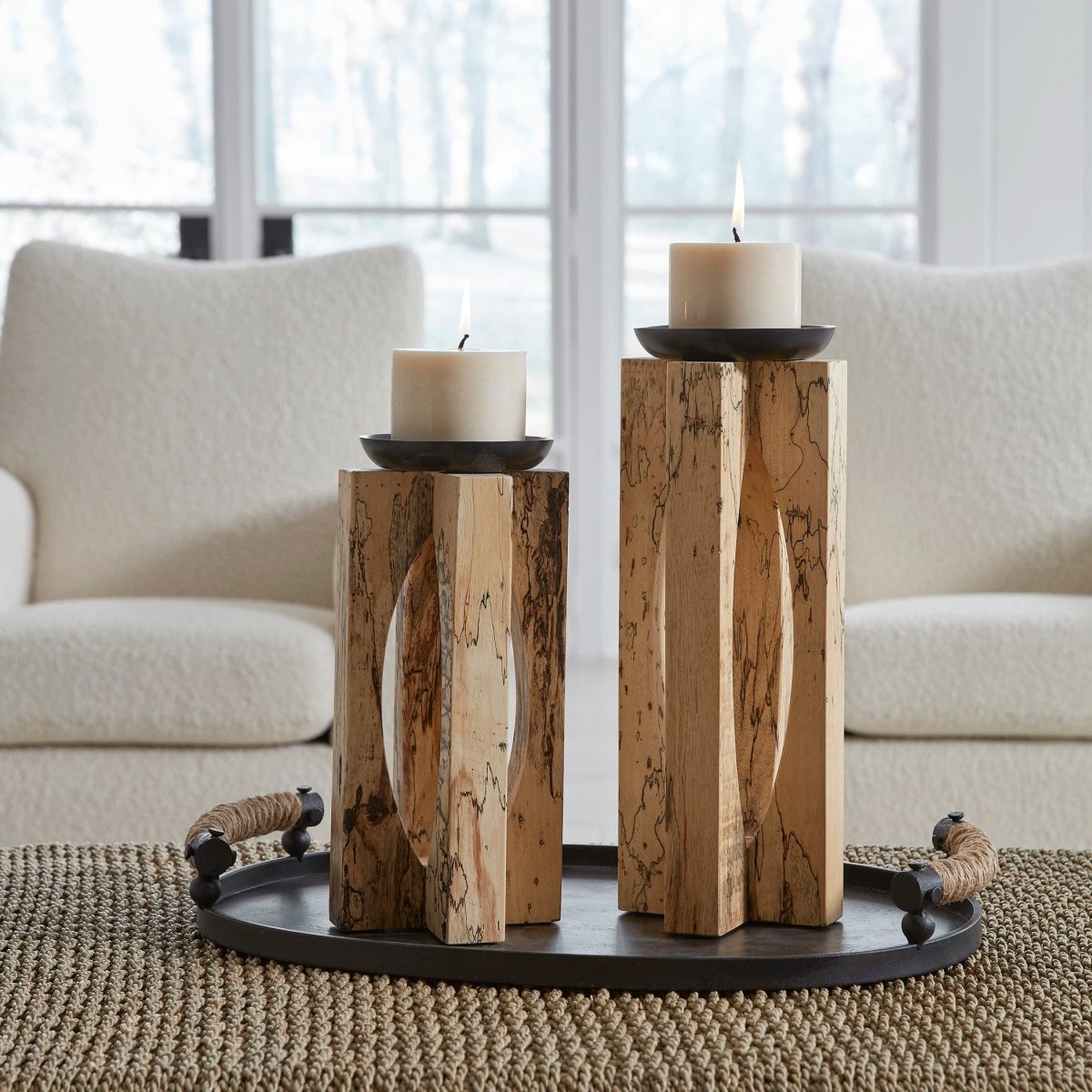 Ilva Wood Candleholders Set/2 - Uttermost - Candle Holders by Modest Hut