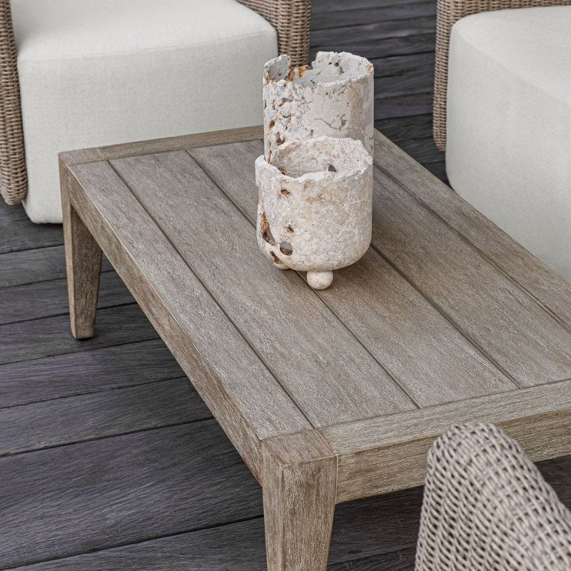 Close-up of large candleholder profile on the Quarried Stone Indoor-Outdoor Candleholders Set of 2