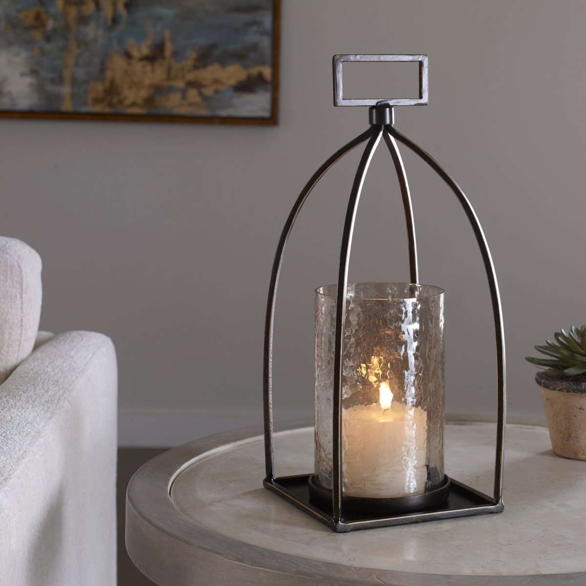 Riad Bronze Lantern Candleholder - Uttermost - Candle Holders by Modest Hut