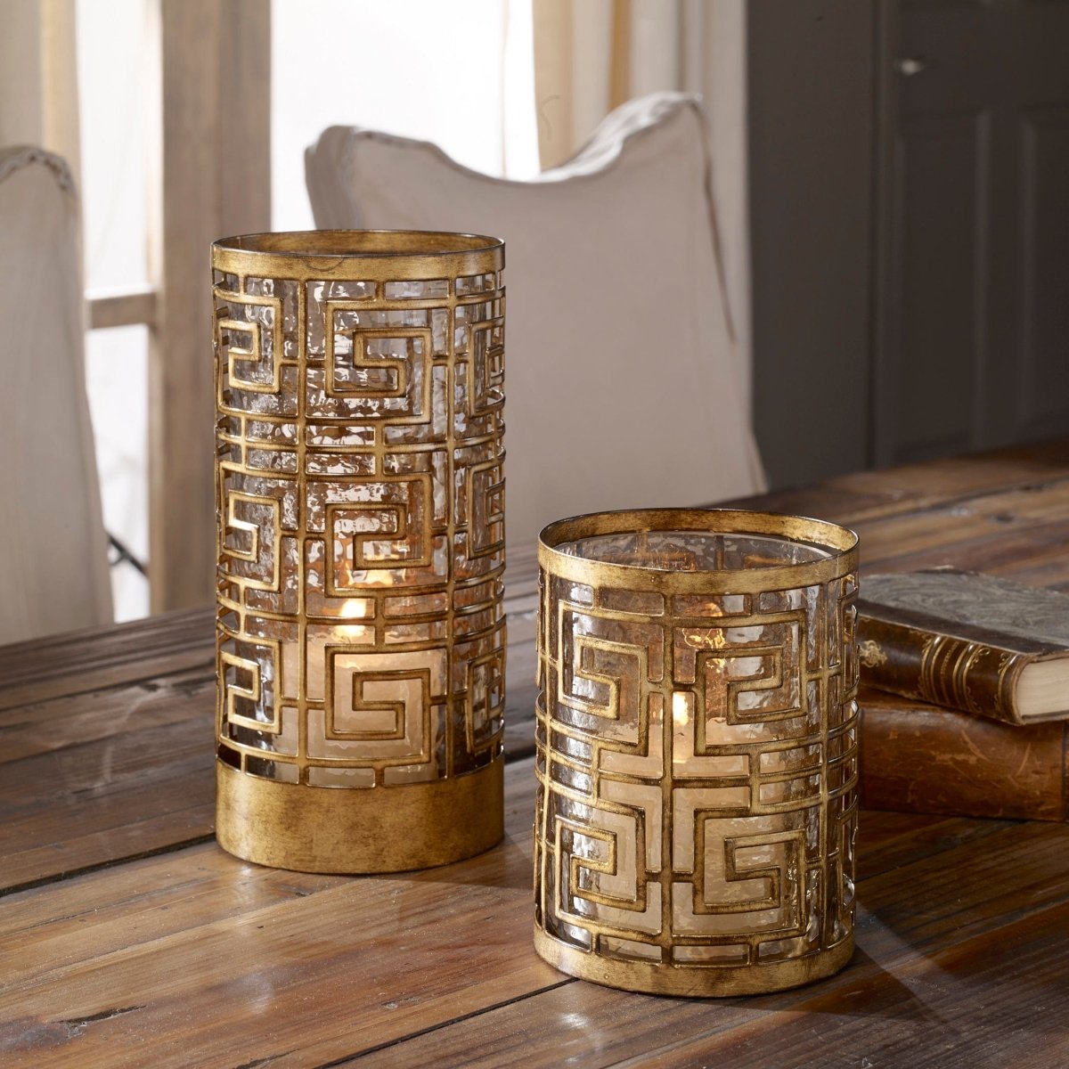 Ruhi Hurricane Candleholders, S/2 - Uttermost - Candle Holders by Modest Hut