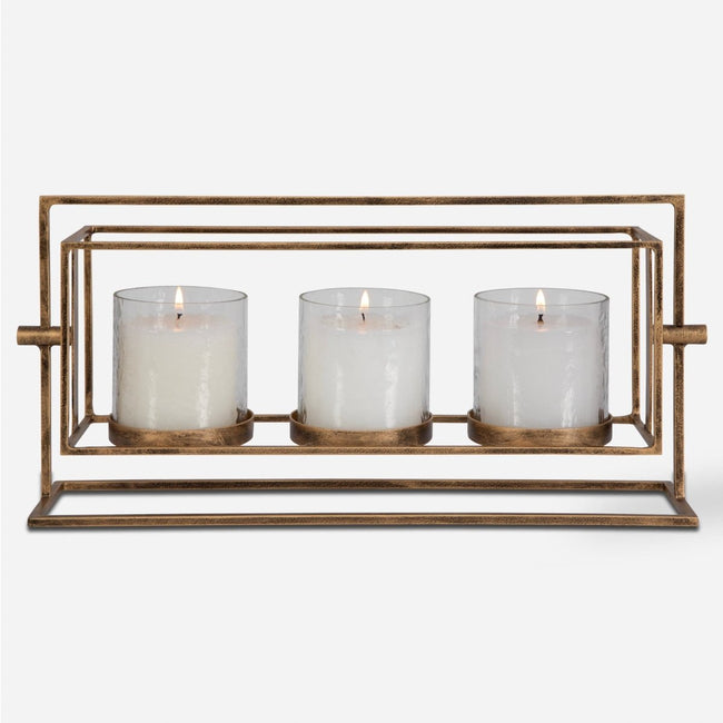 Wenman Gold Triple Candleholder - Uttermost - Candle Holders by Modest Hut