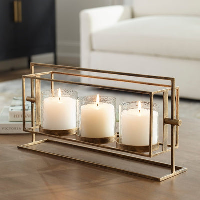 Wenman Gold Triple Candleholder - Uttermost - Candle Holders by Modest Hut