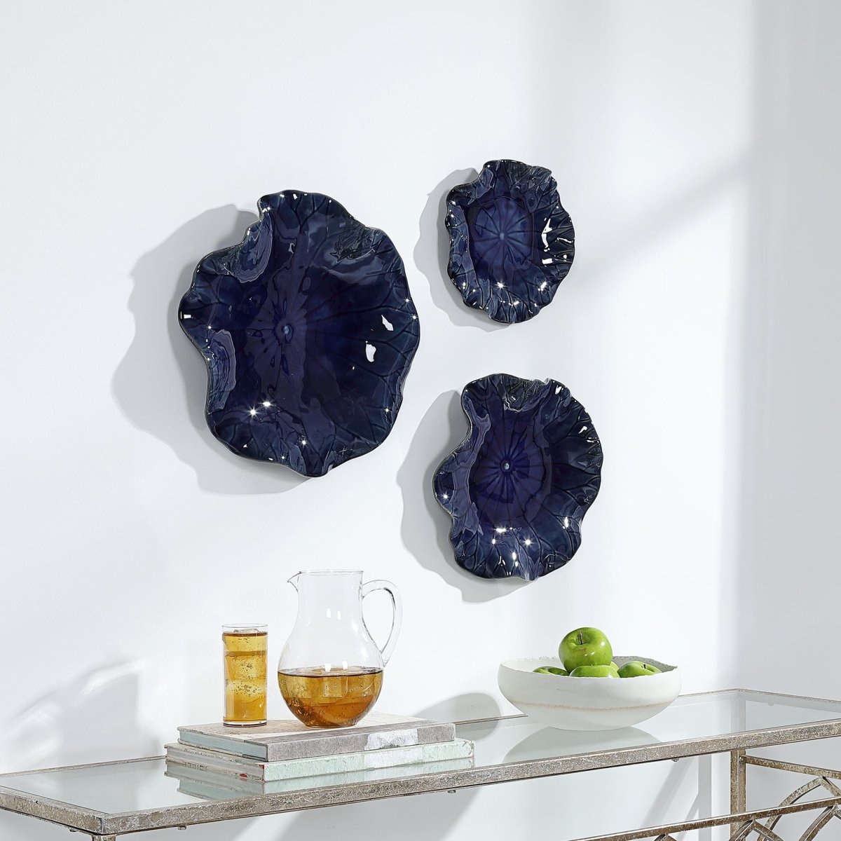 Abella Blue Ceramic Wall Decor, S/3 - Uttermost - Ceramic Wall Decor by Modest Hut