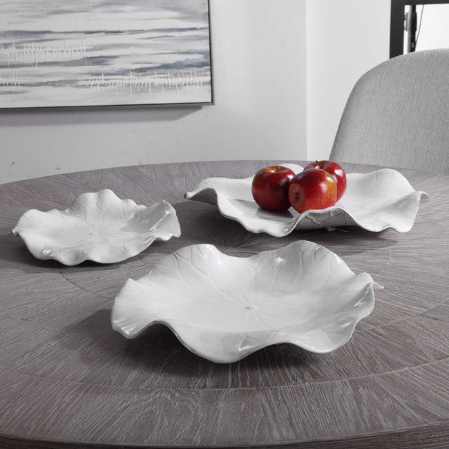 Abella White Ceramic Wall Decor, S/3 - Uttermost - Ceramic Wall Decor by Modest Hut