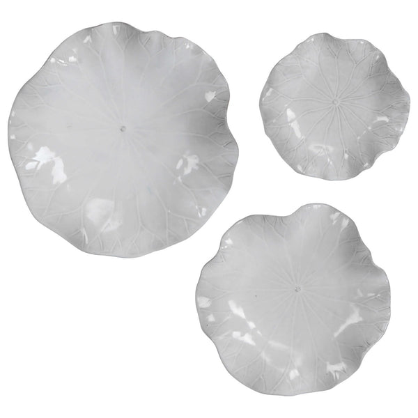 Abella White Ceramic Wall Decor, S/3 - Uttermost - Ceramic Wall Decor by Modest Hut