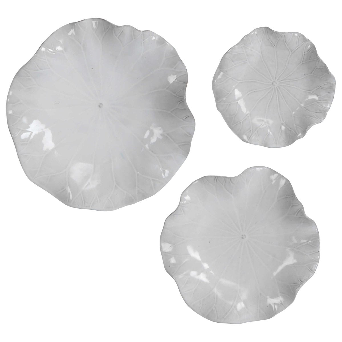 Abella White Ceramic Wall Decor, S/3 - Uttermost - Ceramic Wall Decor by Modest Hut