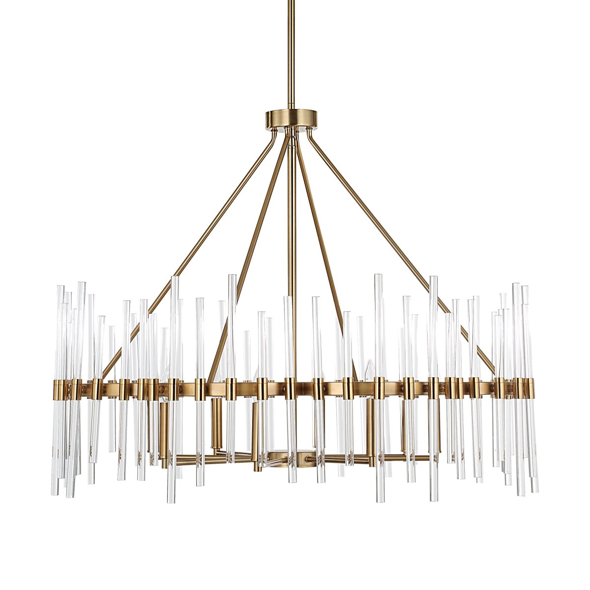 Crystal Stick 8 Light Brass Chandelier - Uttermost - Chandeliers by Modest Hut