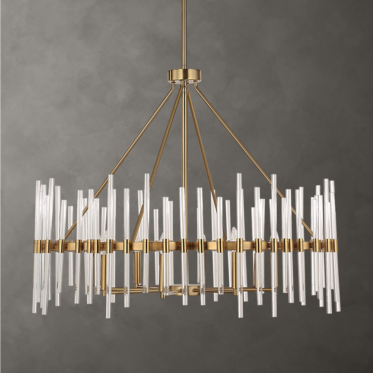 Crystal Stick 8 Light Brass Chandelier - Uttermost - Chandeliers by Modest Hut