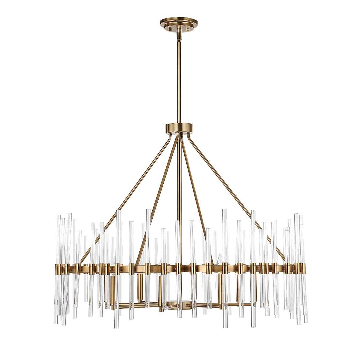 Crystal Stick 8 Light Brass Chandelier - Uttermost - Chandeliers by Modest Hut