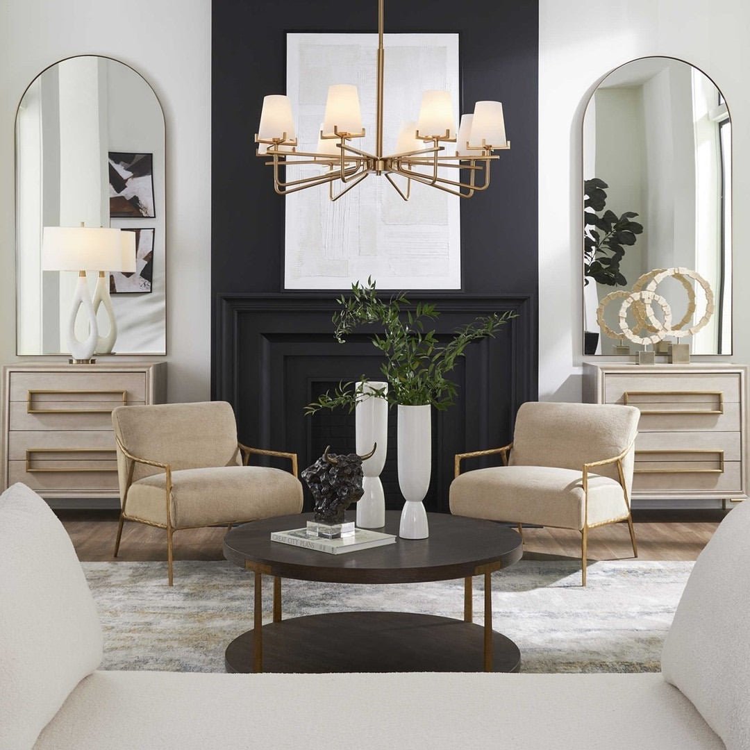 Lassen 8 Light Brass Chandelier - Uttermost - Chandeliers by Modest Hut