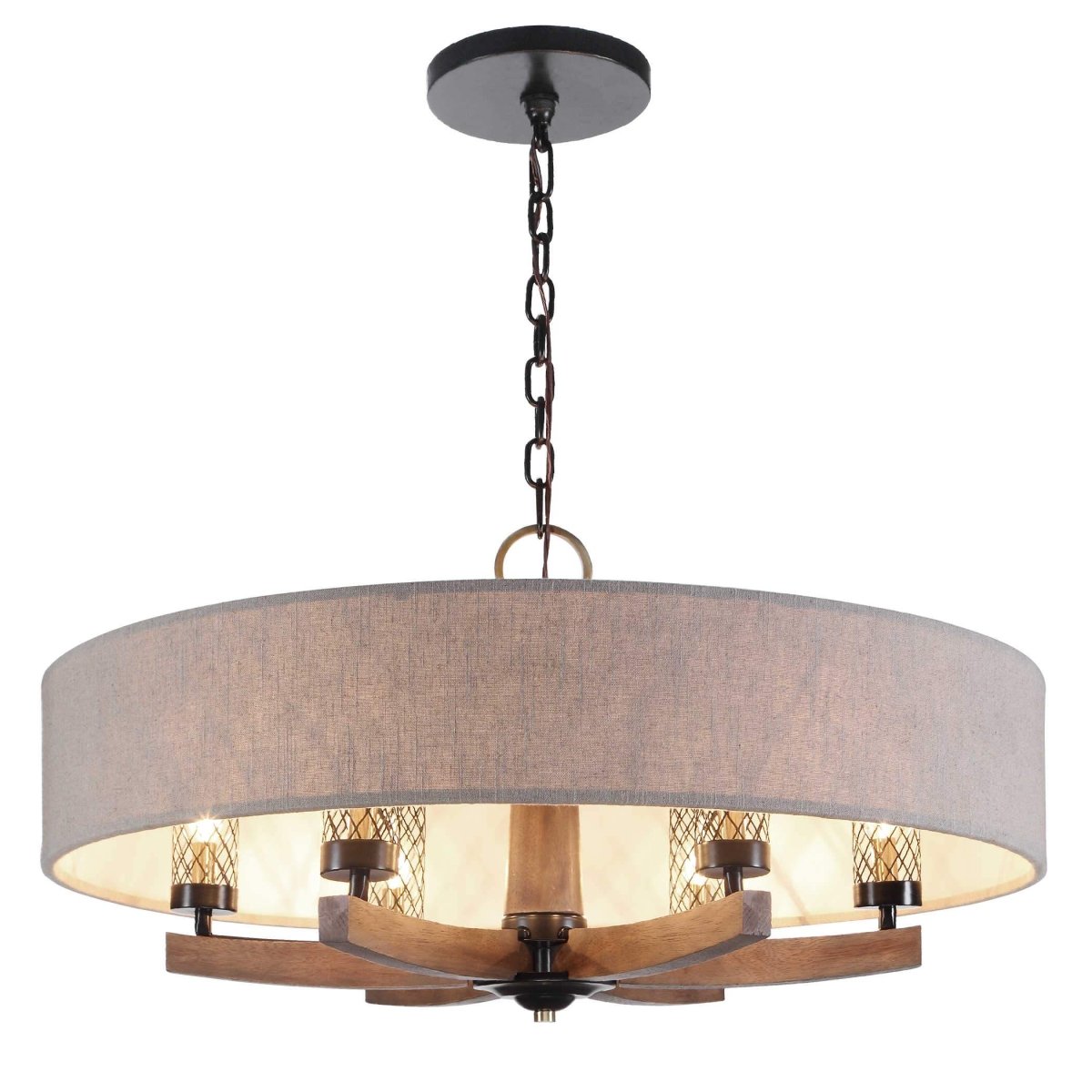 Woodall Wooden Drum Chandelier - Uttermost - Chandeliers by Modest Hut