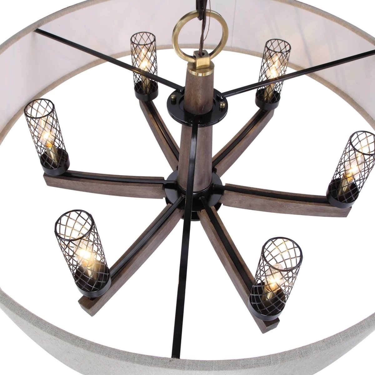 Woodall Wooden Drum Chandelier - Uttermost - Chandeliers by Modest Hut