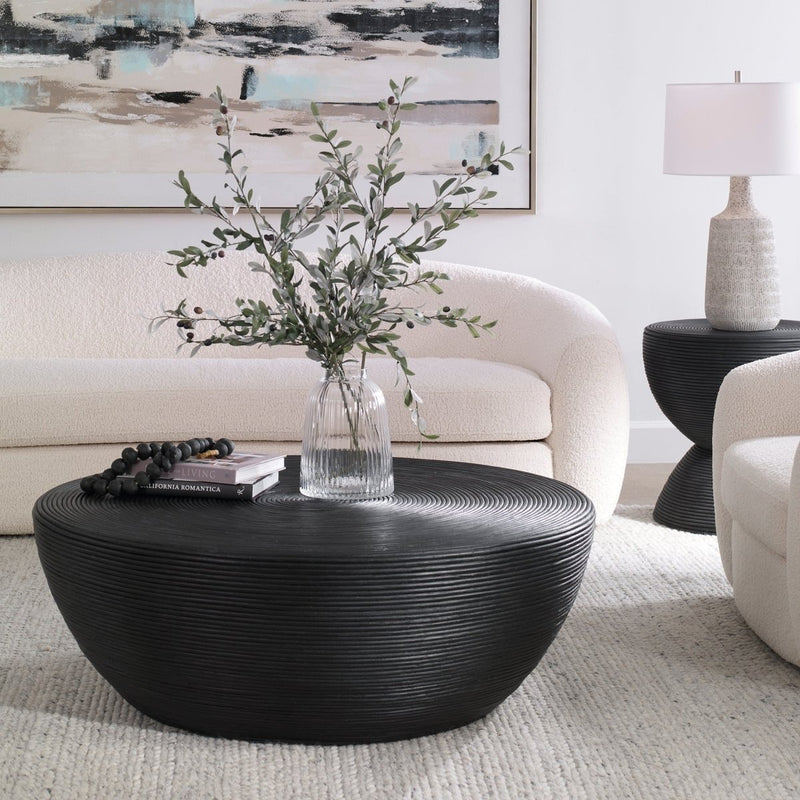 Bongo Black Rattan Coffee Table - Uttermost - Coffee Tables by Modest Hut