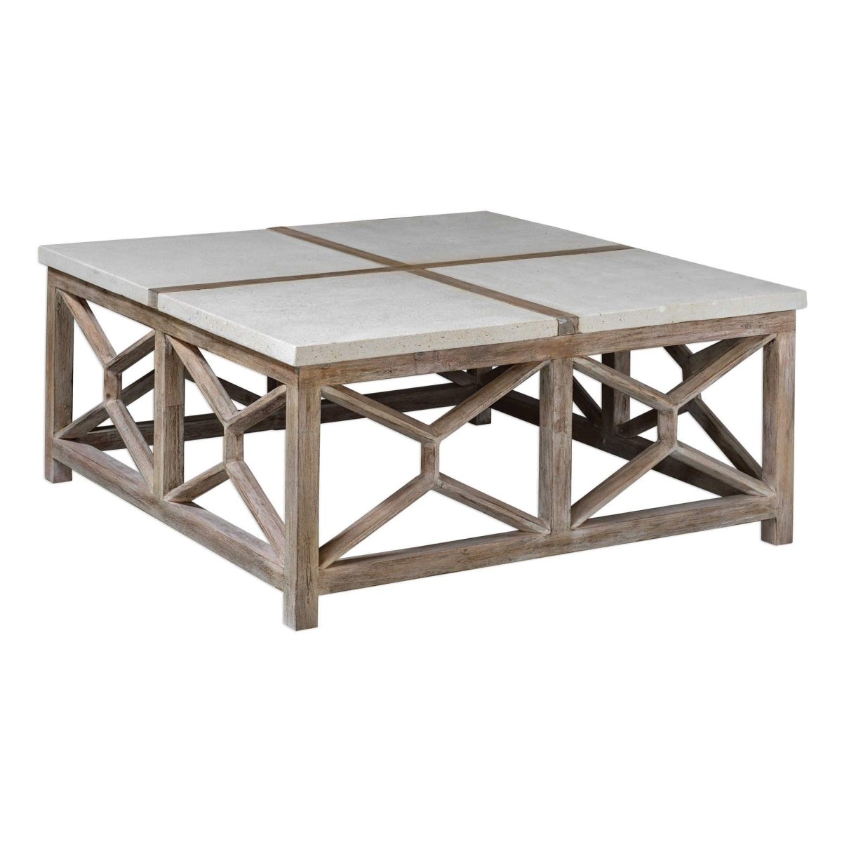 Catali Ivory Stone Coffee Table - Uttermost - Coffee Tables by Modest Hut