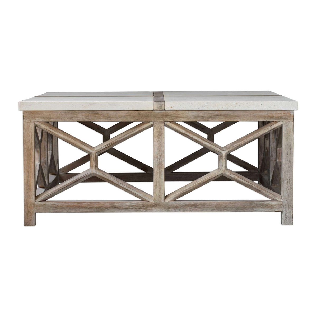 Catali Ivory Stone Coffee Table - Uttermost - Coffee Tables by Modest Hut