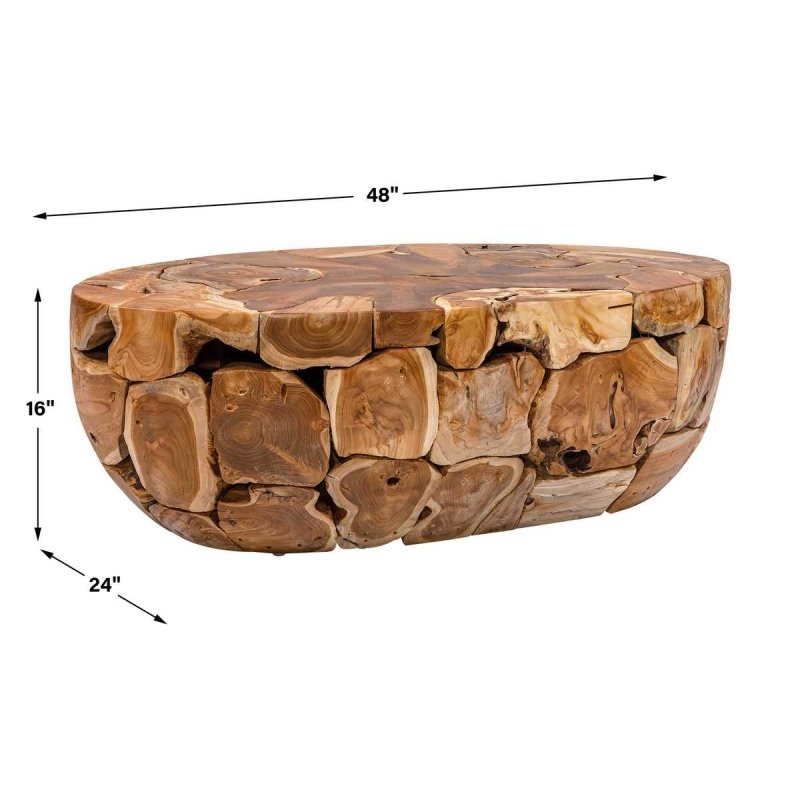 Dimension guide for the Gareis Solid Teak Oval Coffee Table