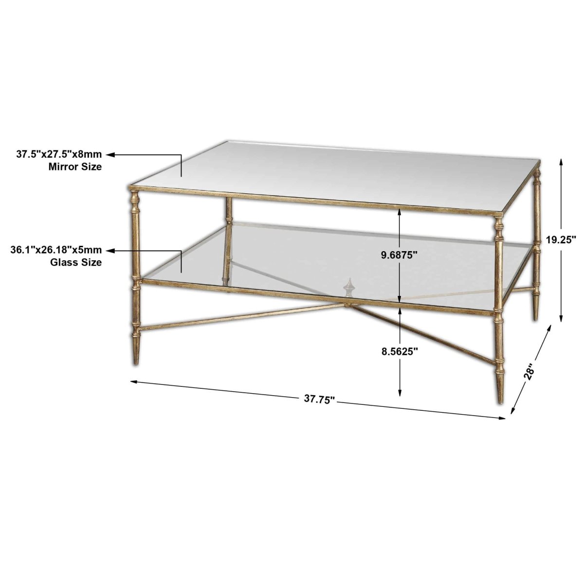 Henzler Mirrored Glass Coffee Table - Uttermost - Coffee Tables by Modest Hut