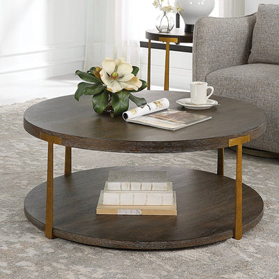Palisade Round Wood Coffee Table - Uttermost - Coffee Tables by Modest Hut