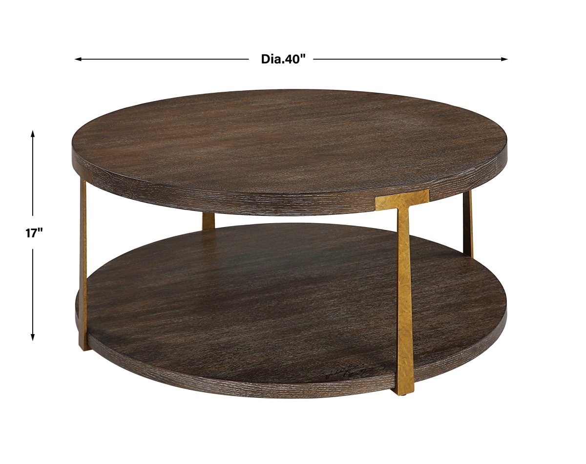 Palisade Round Wood Coffee Table - Uttermost - Coffee Tables by Modest Hut