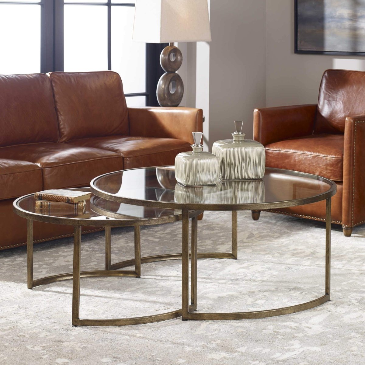 Rhei Nesting Glass Coffee Table - Uttermost - Coffee Tables by Modest Hut