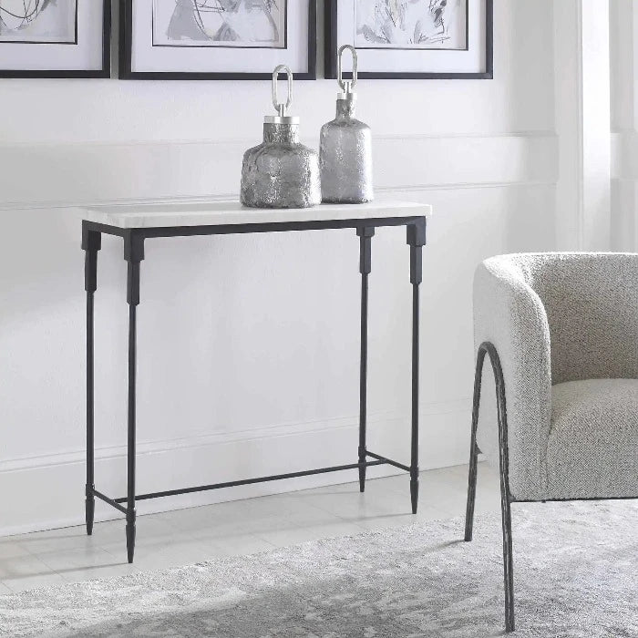 Bourges White Marble Console Table Uttermost