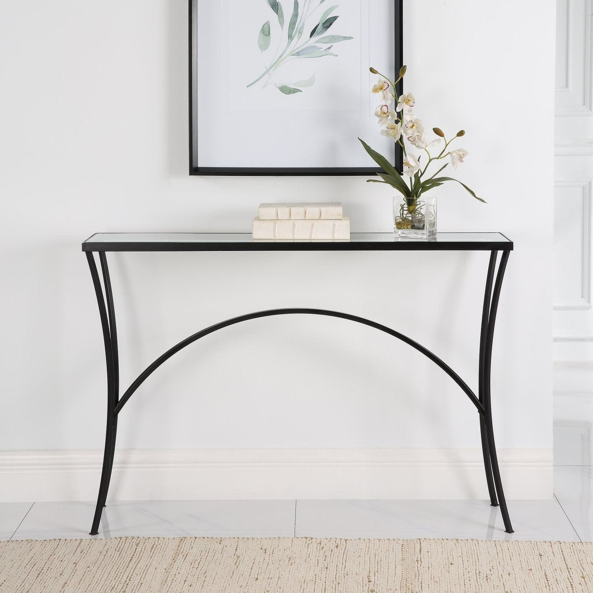 Alayna Black Metal & Glass Console Table - Uttermost - Console Tables by Modest Hut