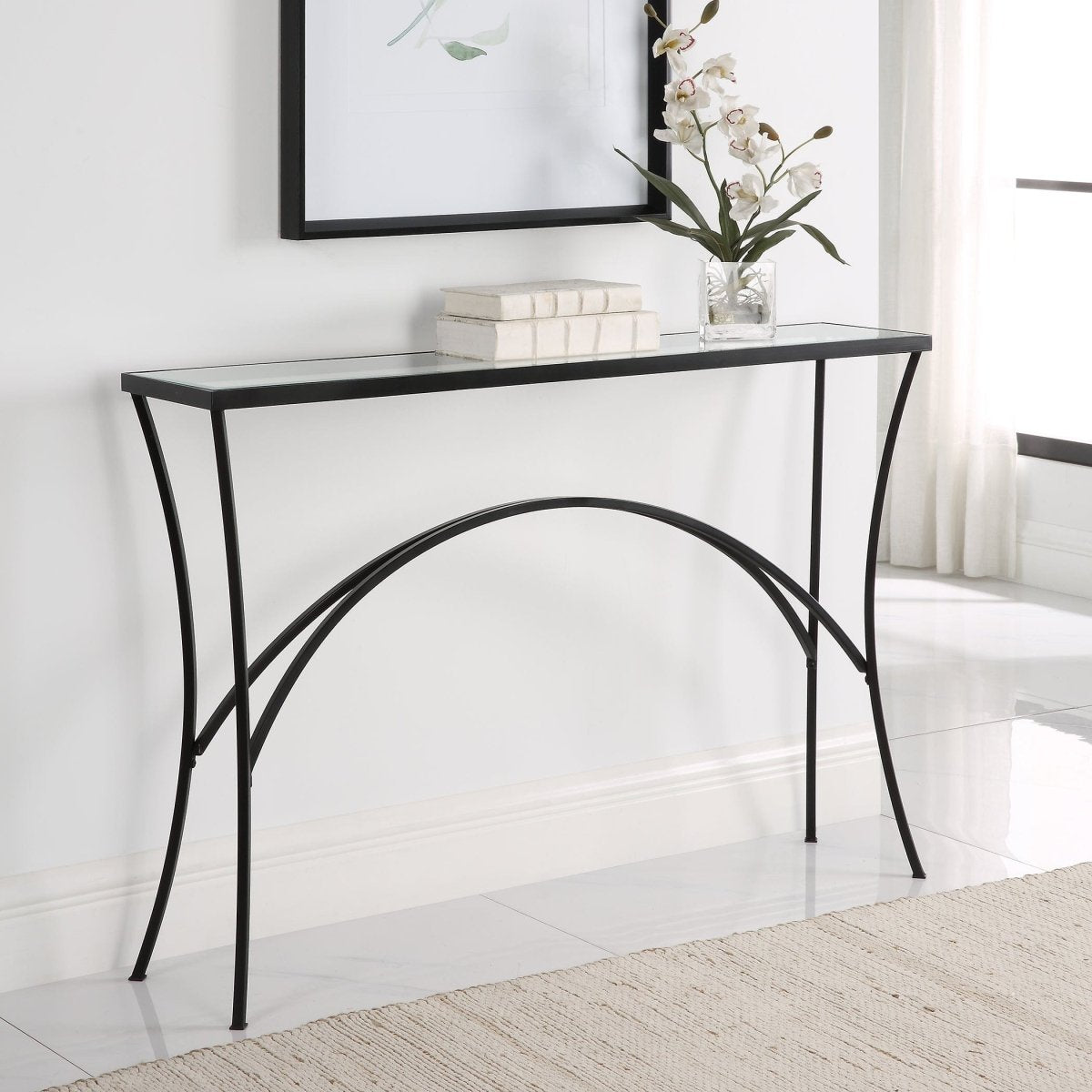 Alayna Black Metal & Glass Console Table - Uttermost - Console Tables by Modest Hut