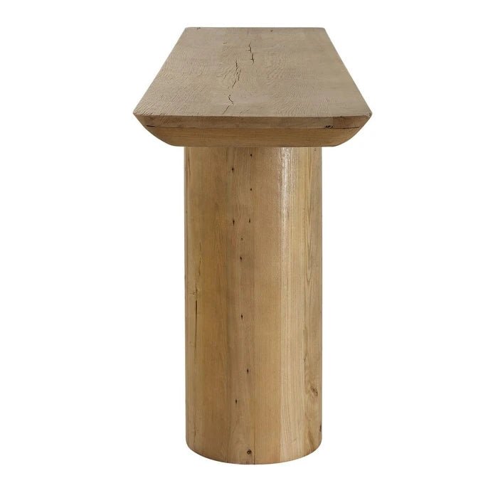 Camerlin Oak Console Table by Uttermost reclaimed oak console table side view