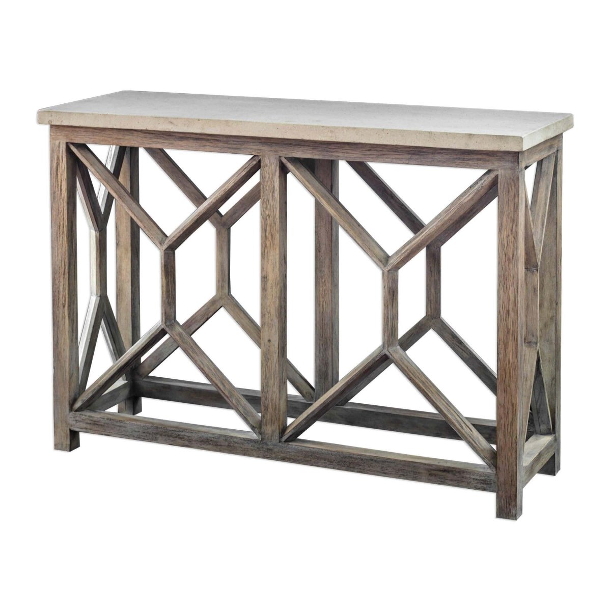 Catali Ivory Stone Console Table - Uttermost - Console Tables by Modest Hut